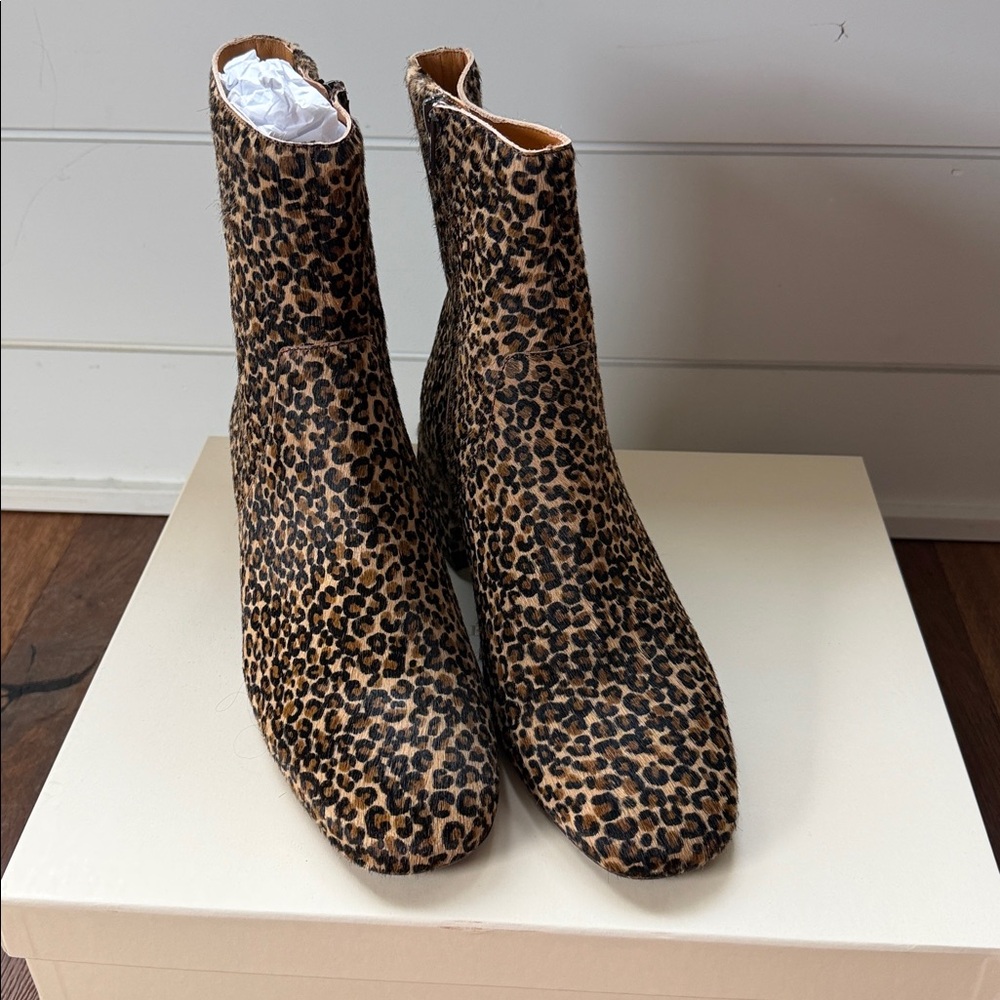 Sezane Paulette Low Boots Leopard - Size 10